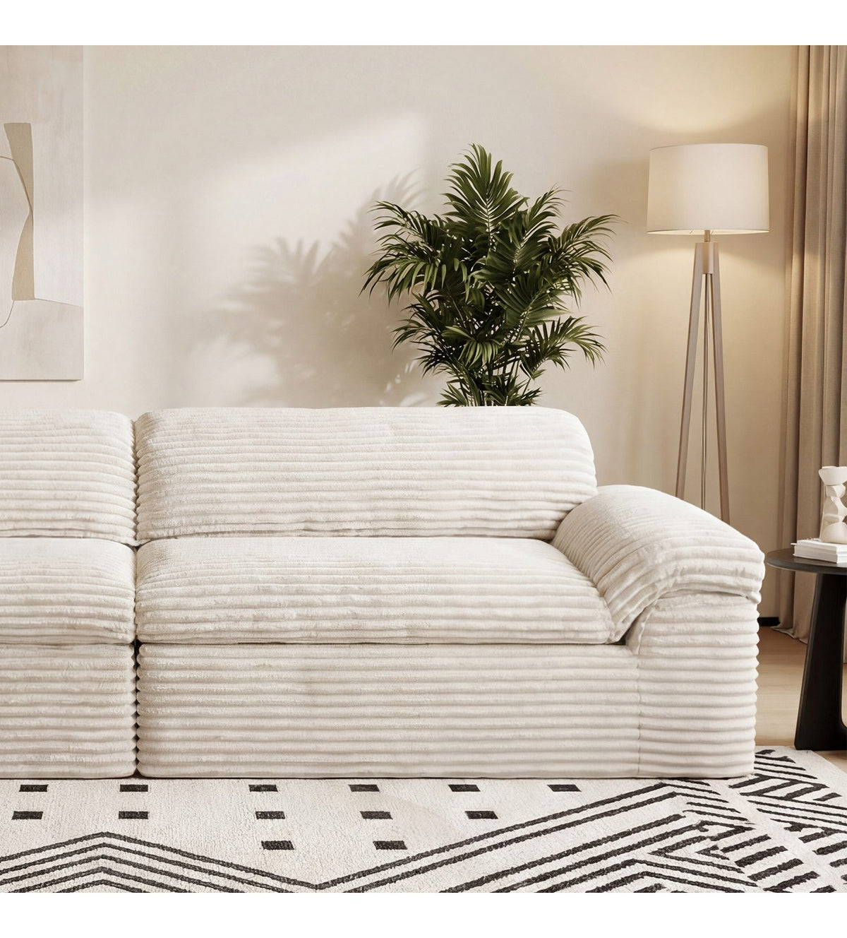 Wohnzimmeransicht des Big Sofas VESGANTTI in beigem Cord