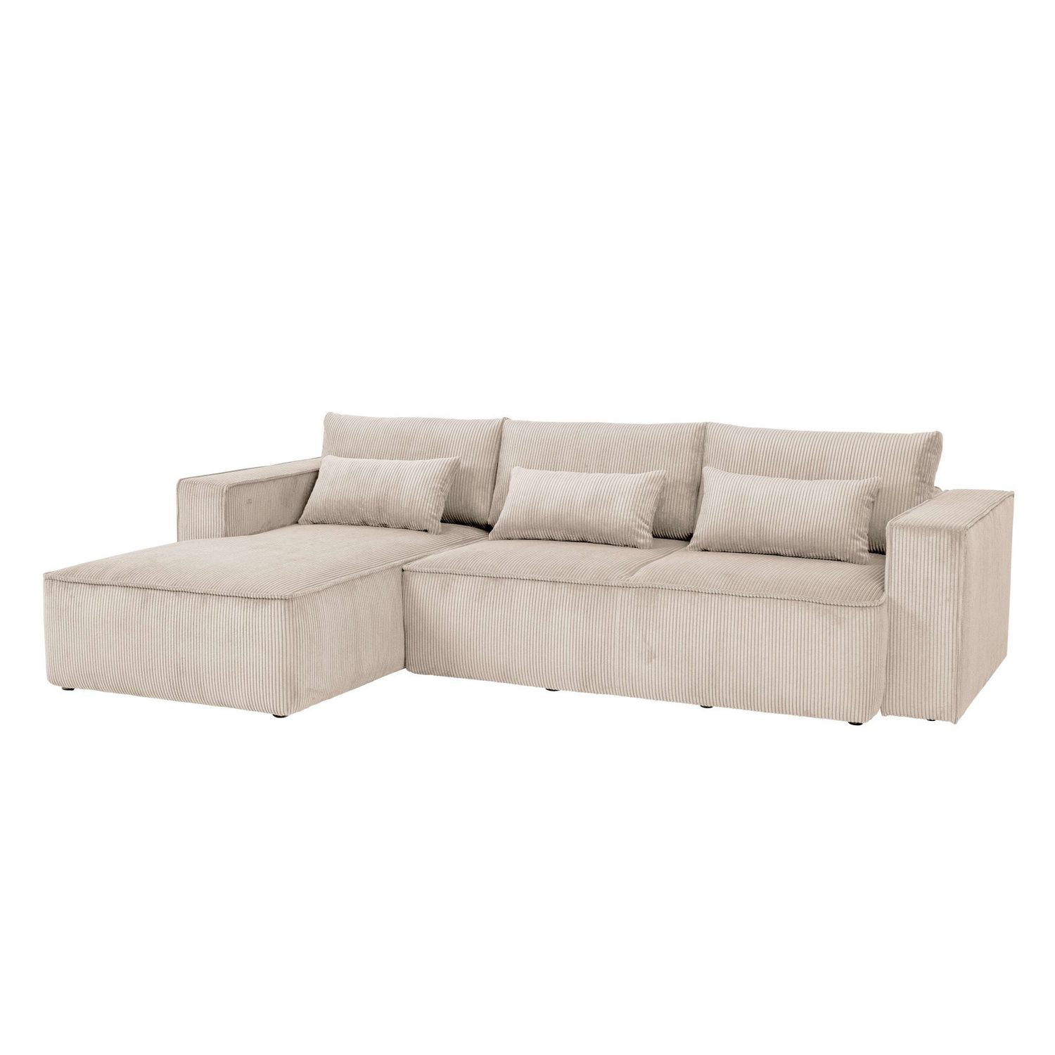 Cord Ecksofa TILLIAN in Creme seitliche Ansicht