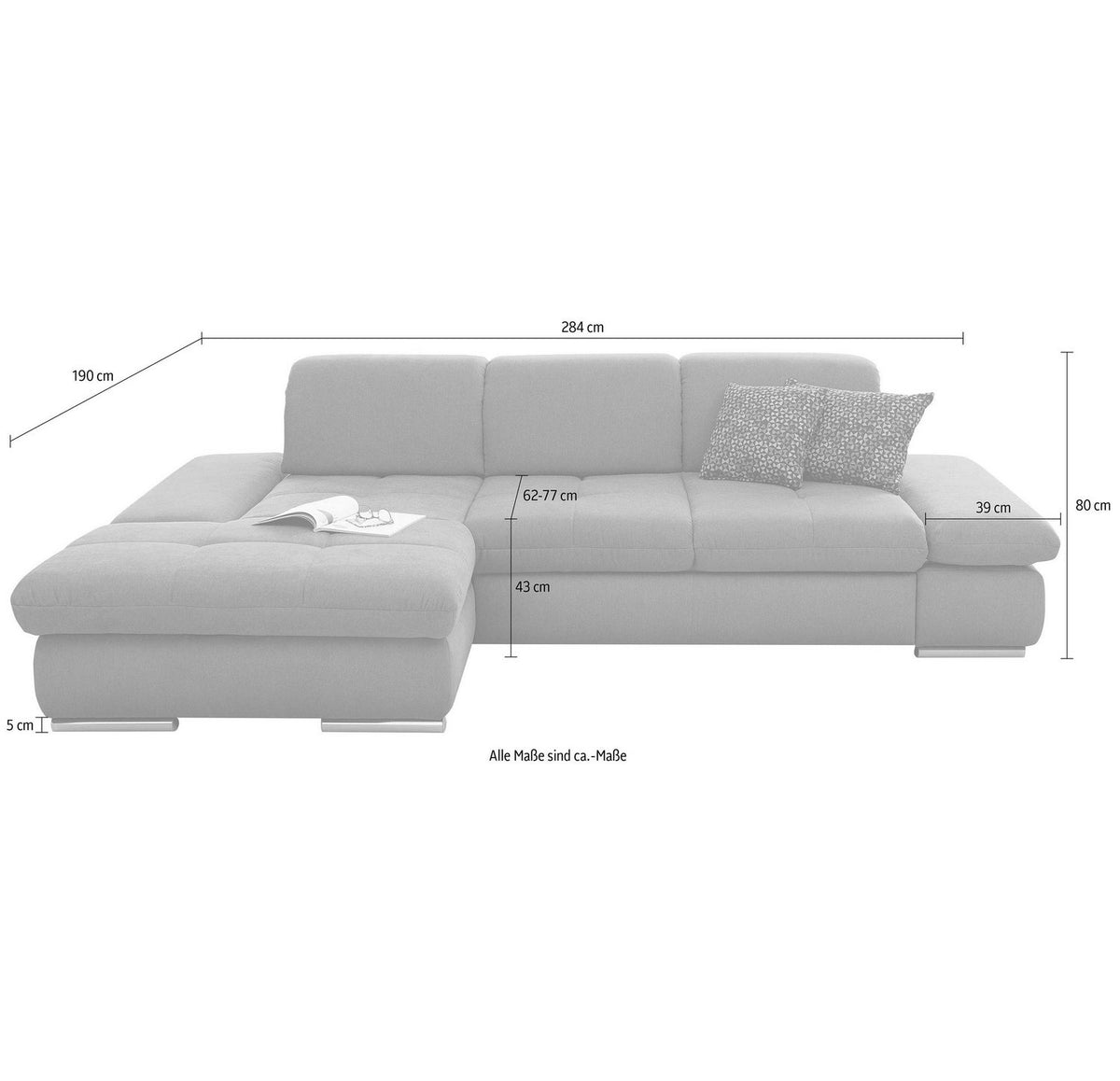 Cord Ecksofa SO4100 mit Recamiere im Wohnzimmer