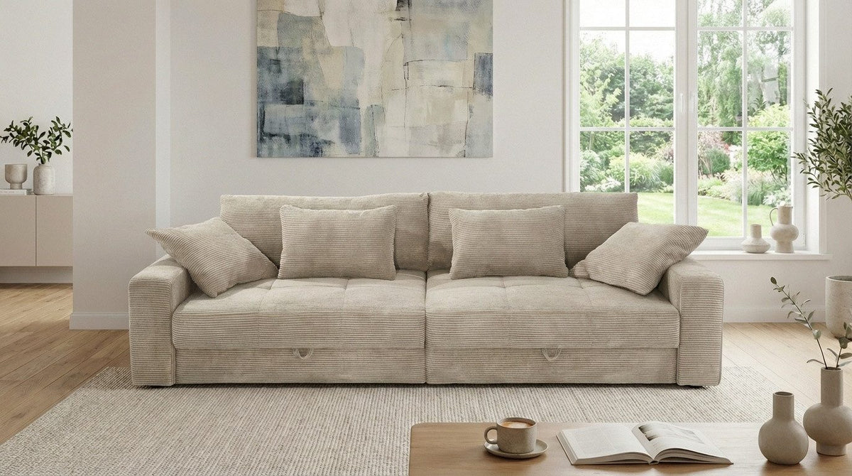 Cord Big Sofa 15263 in Beige Grau - Ansicht 2