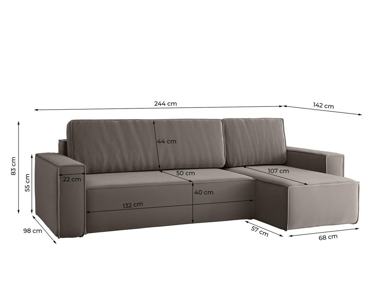Detail des anthrazitfarbenen Cordstoffs Poso am Sofa MARIS