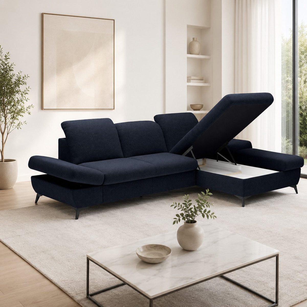 Cord Ecksofa mit ausgeklappter Liegefläche