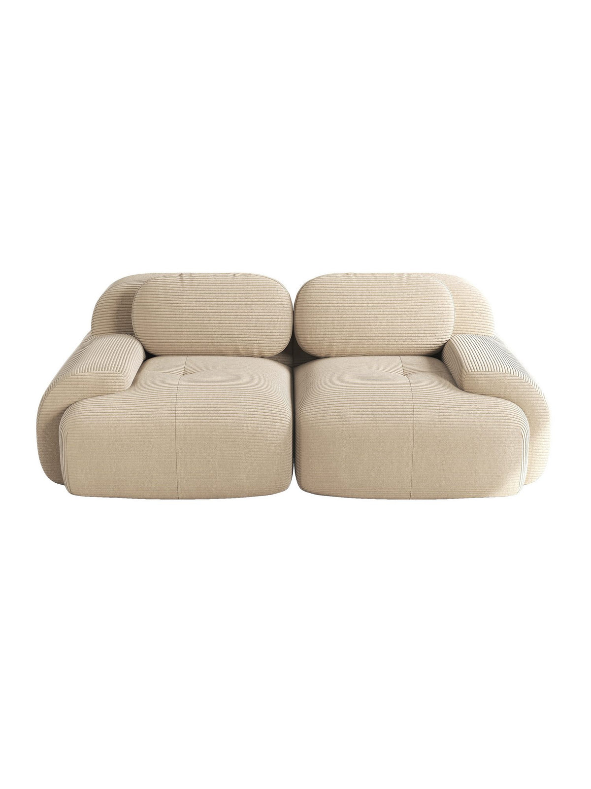 Modulares Cord Ecksofa in Beige von vorne