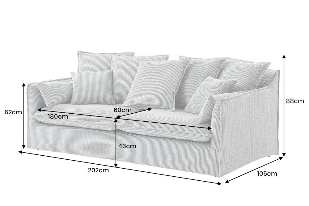 Cord Sofa HEAVEN von der Seite betrachtet
