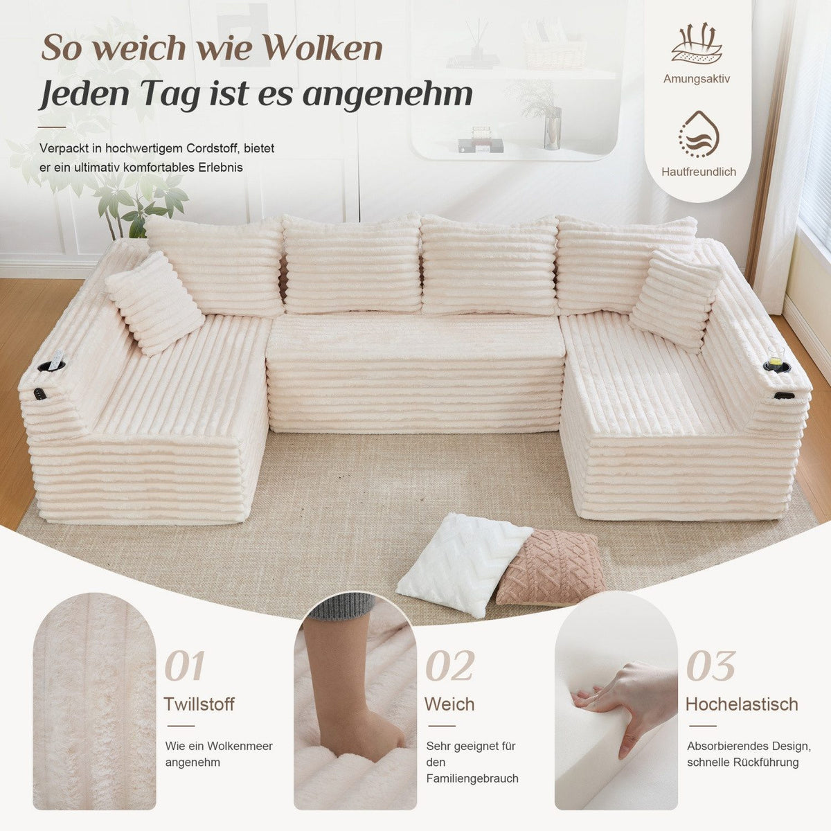 Sitzfläche mit Hochdichteschaum und Federkern