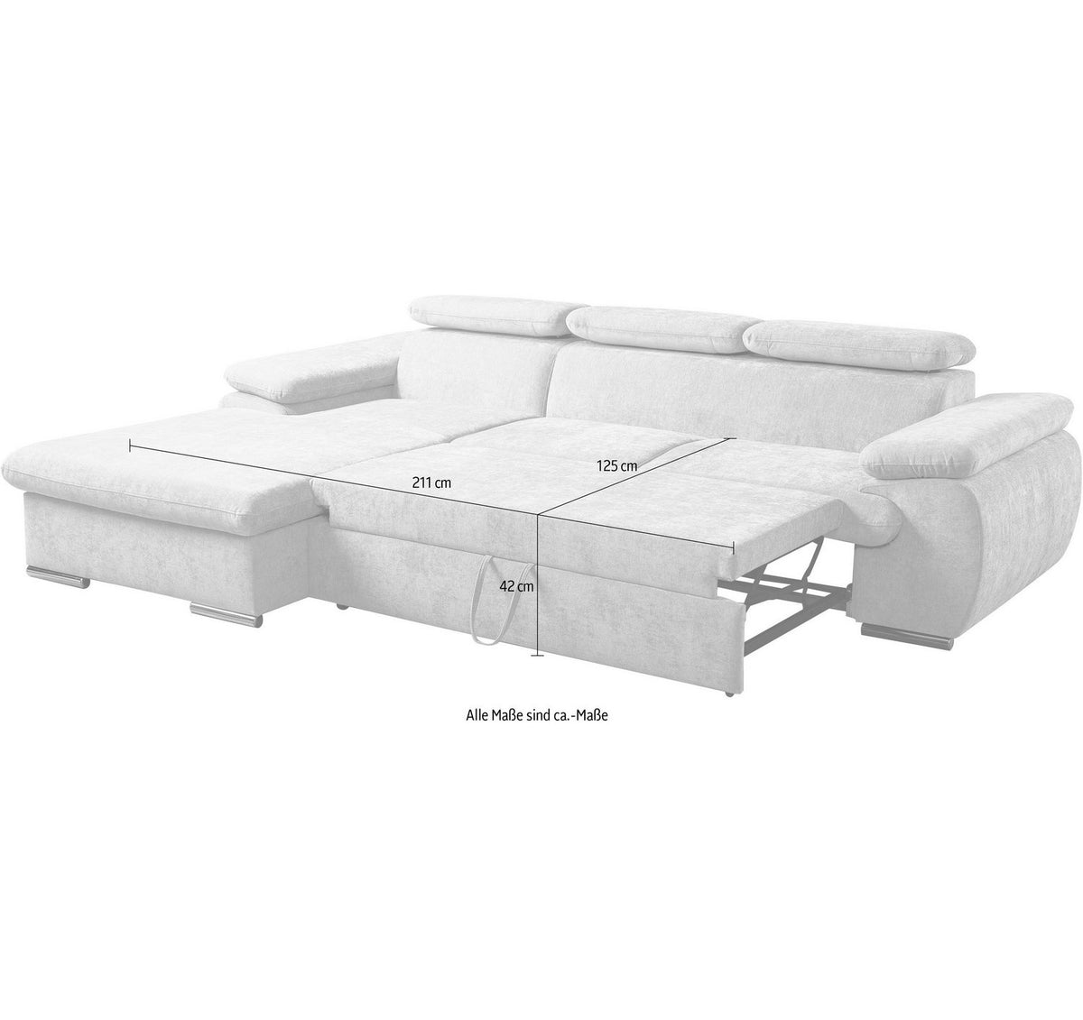 Cord Ecksofa Cosmo mit ausgeklappter Schlaffunktion
