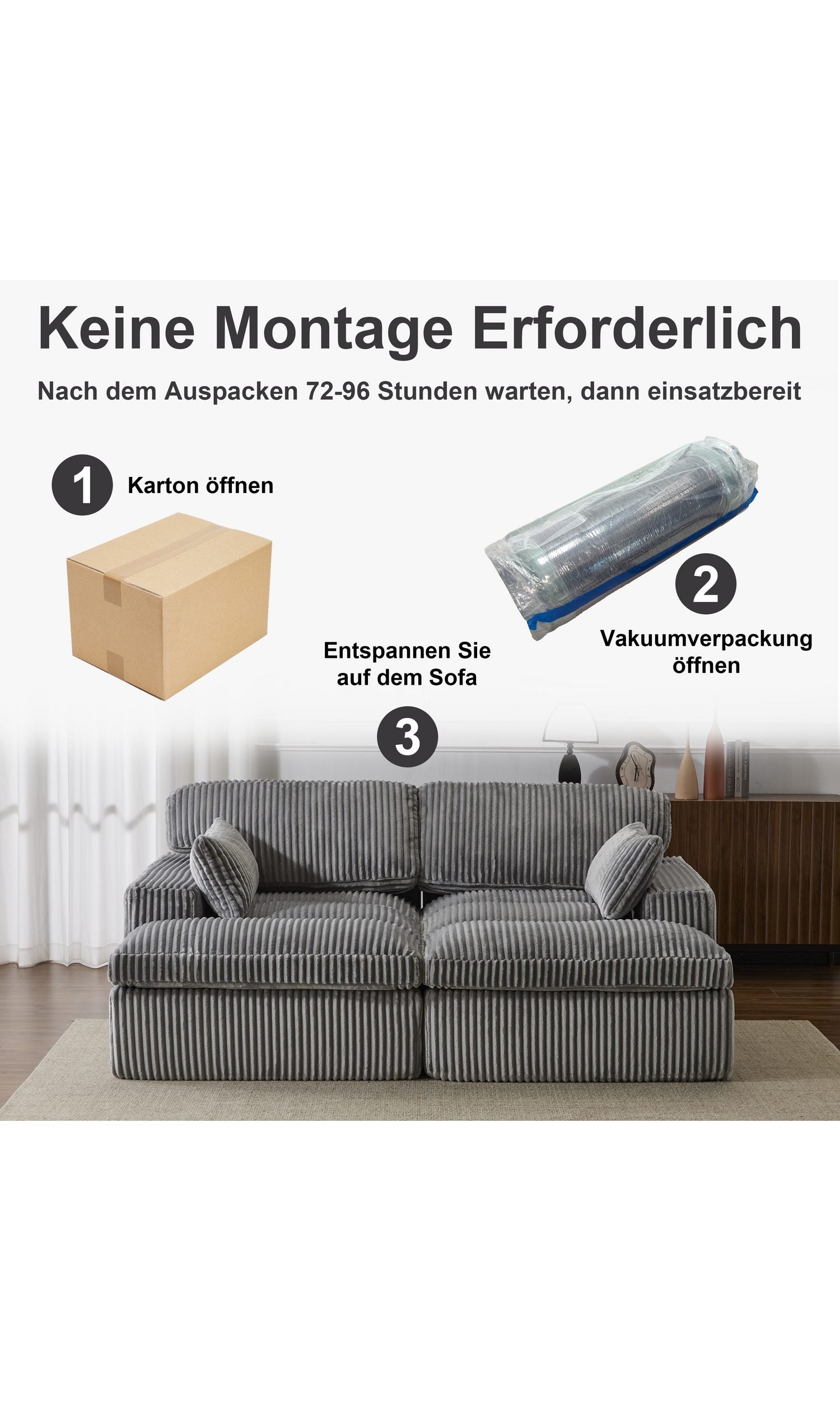 Cord Schlafsofa Detailaufnahme des weichen Cordbezugs