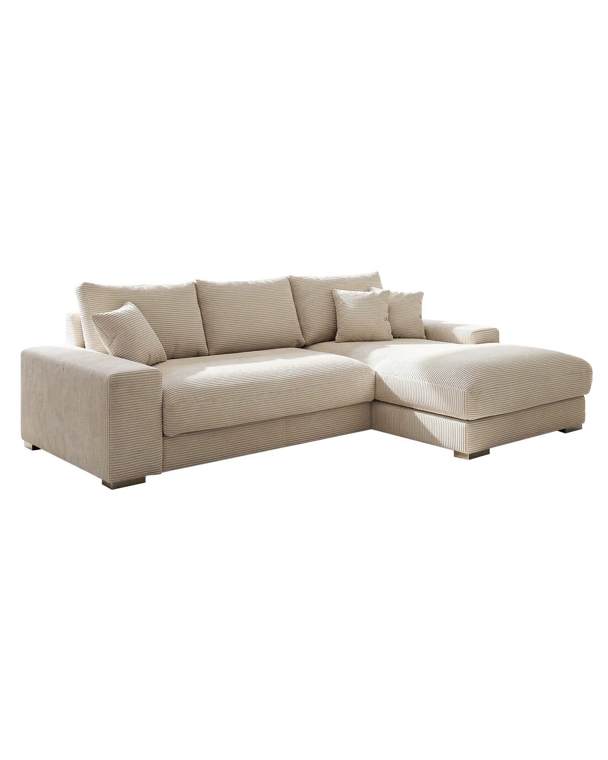 Cord Ecksofa SYDNEY in Beige seitlich fotografiert