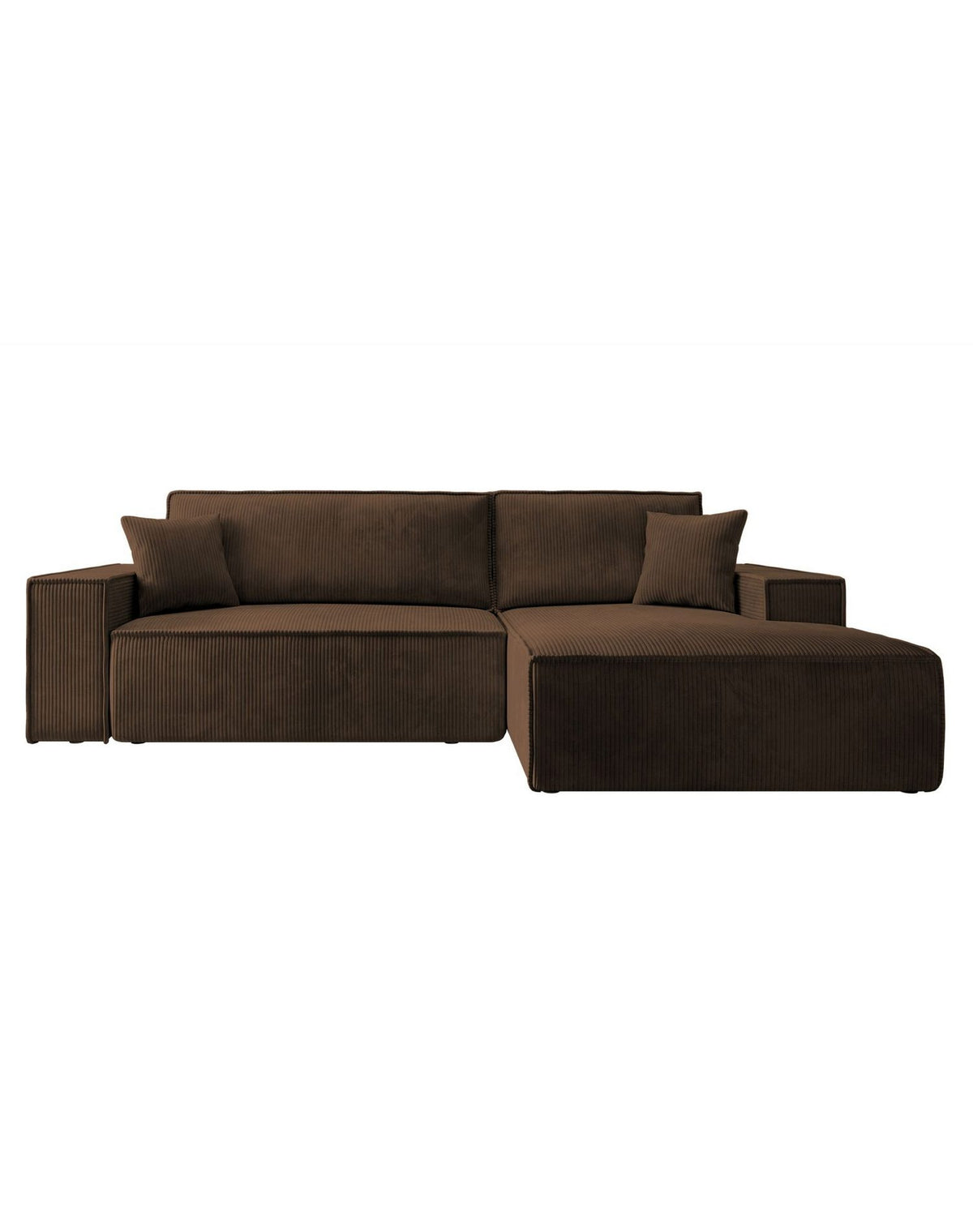 Cord Ecksofa FARESE NEW mit zwei Zierkissen im Wohnzimmer