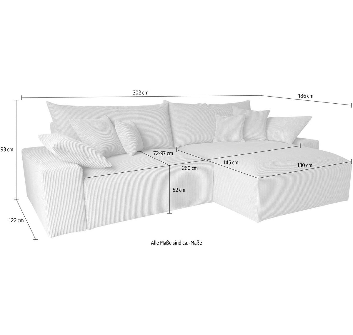 Zierkissen auf dem Cord Ecksofa AMICI