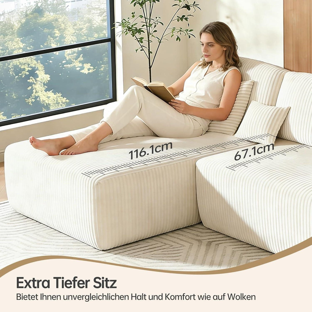 Tiefe Sitzfläche mit Memoryfoam Bodenliege