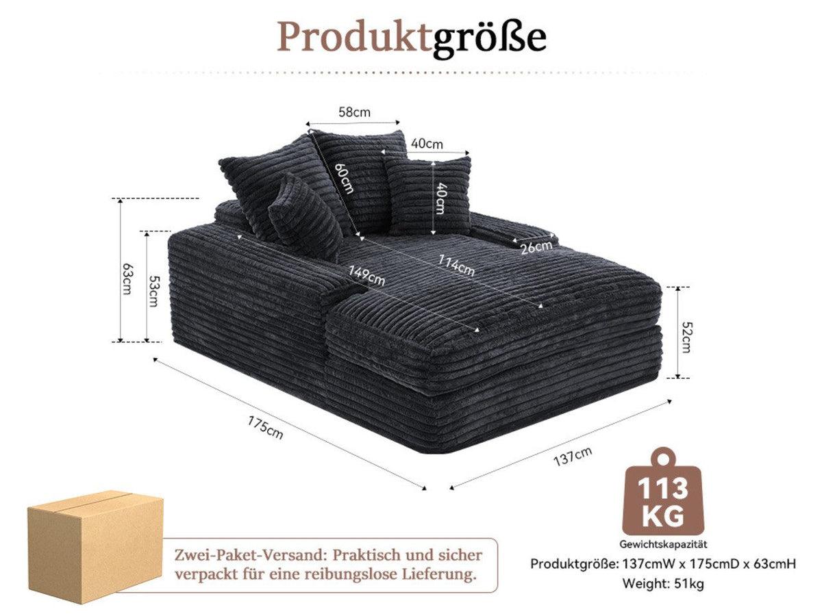 Cord Cloud Couch in Grau von vorne