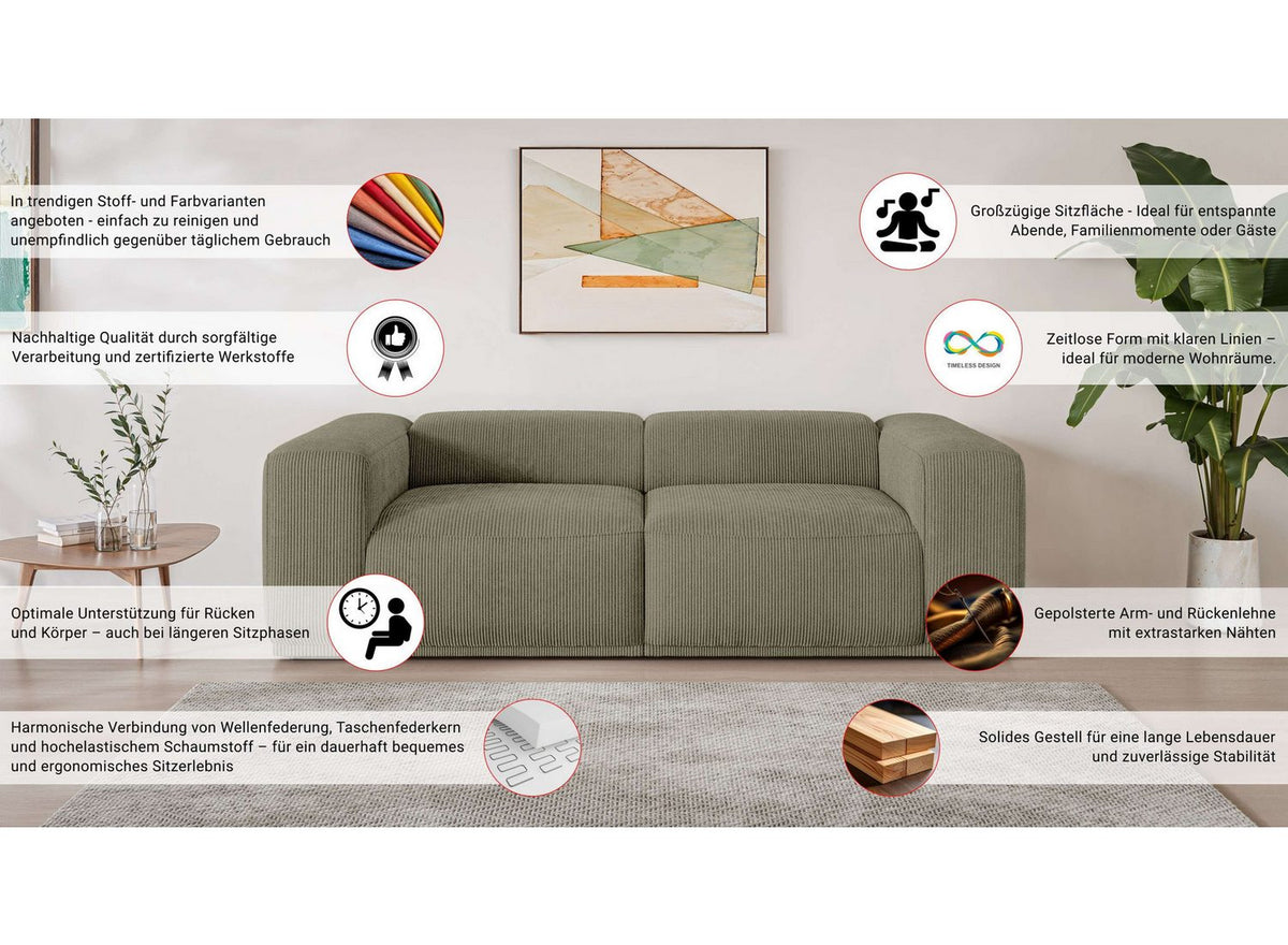 Cord Big-Sofa EMMERIK Rückansicht