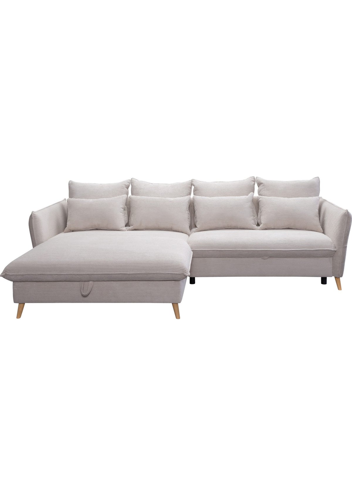 Beiges Cord Ecksofa im Wohnraum