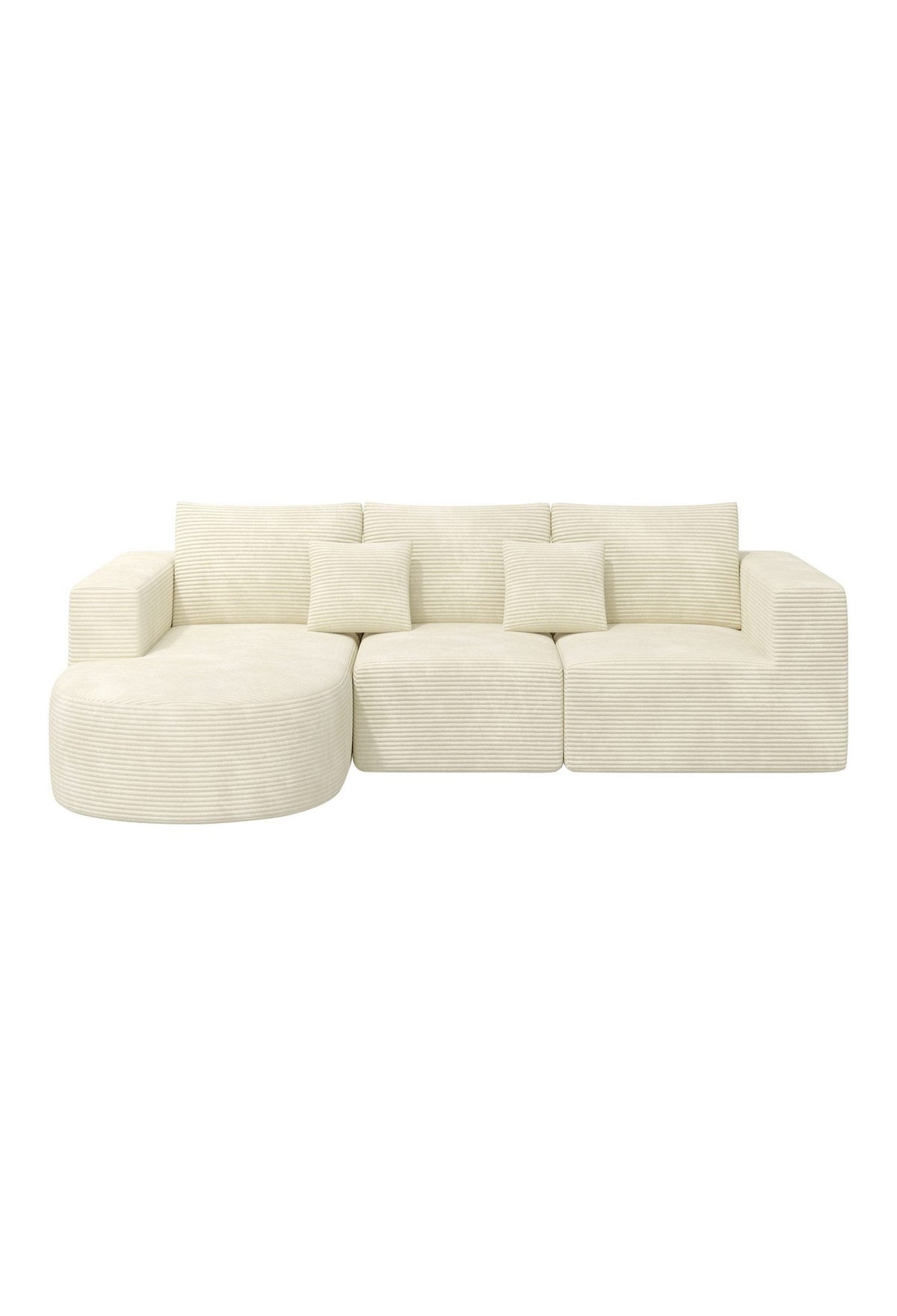 Beiges Cord Ecksofa Cloud im Wohnzimmer
