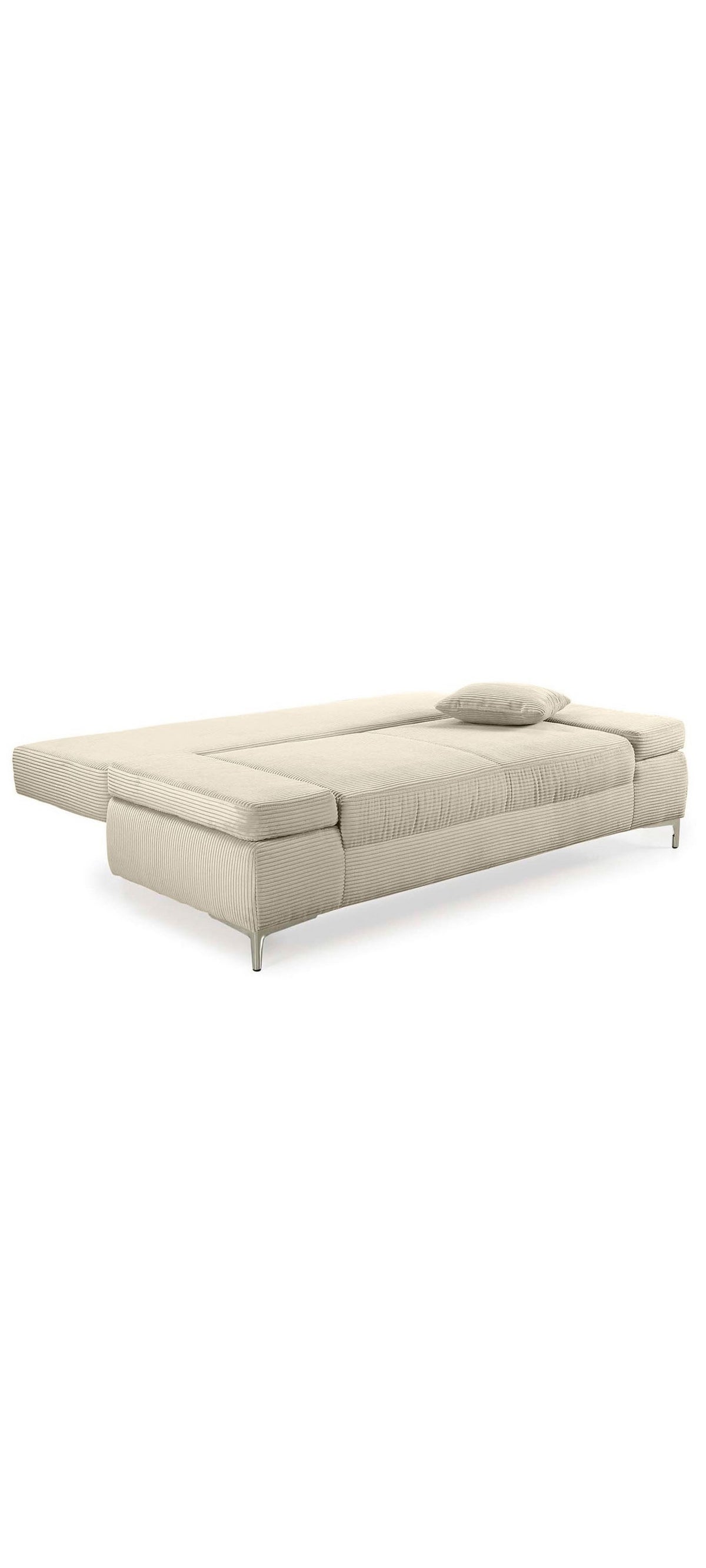 Cord Schlafsofa 15203 in Beige Grau seitliche Ansicht