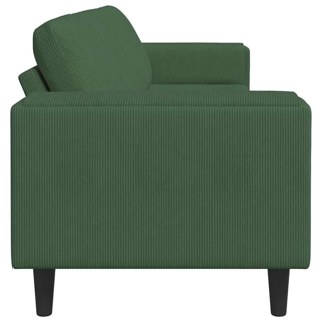 Cord Sofa in Dunkelgrün im Wohnzimmer aufgestellt