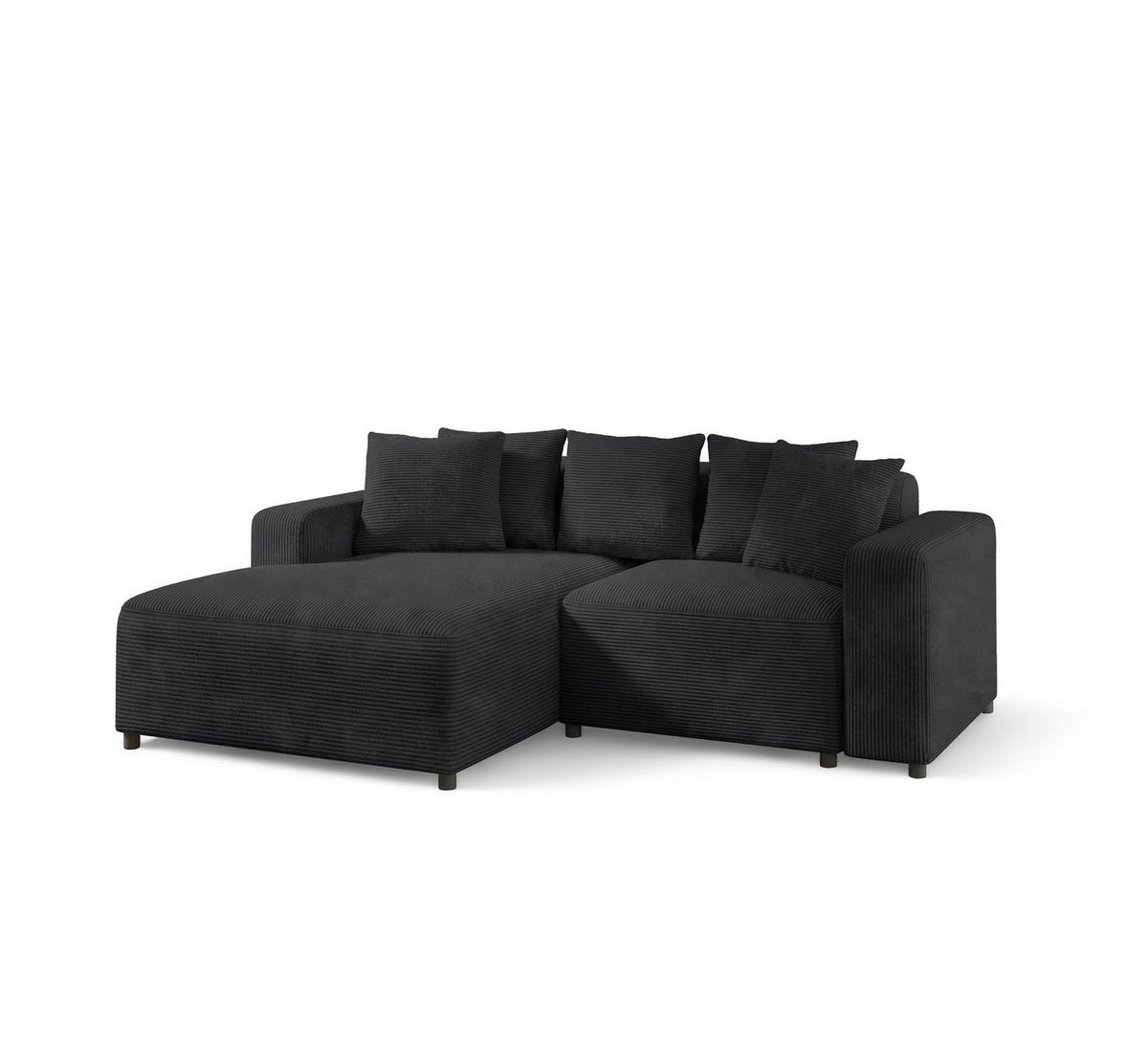 Cord Ecksofa FUN AROA XS in Anthrazit mit Zierkissen