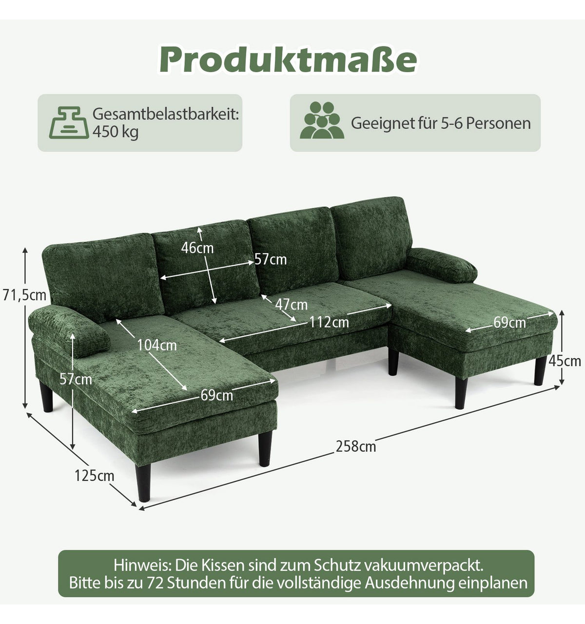 Cord Wohnlandschaft HV11029 Grün im Wohnzimmer