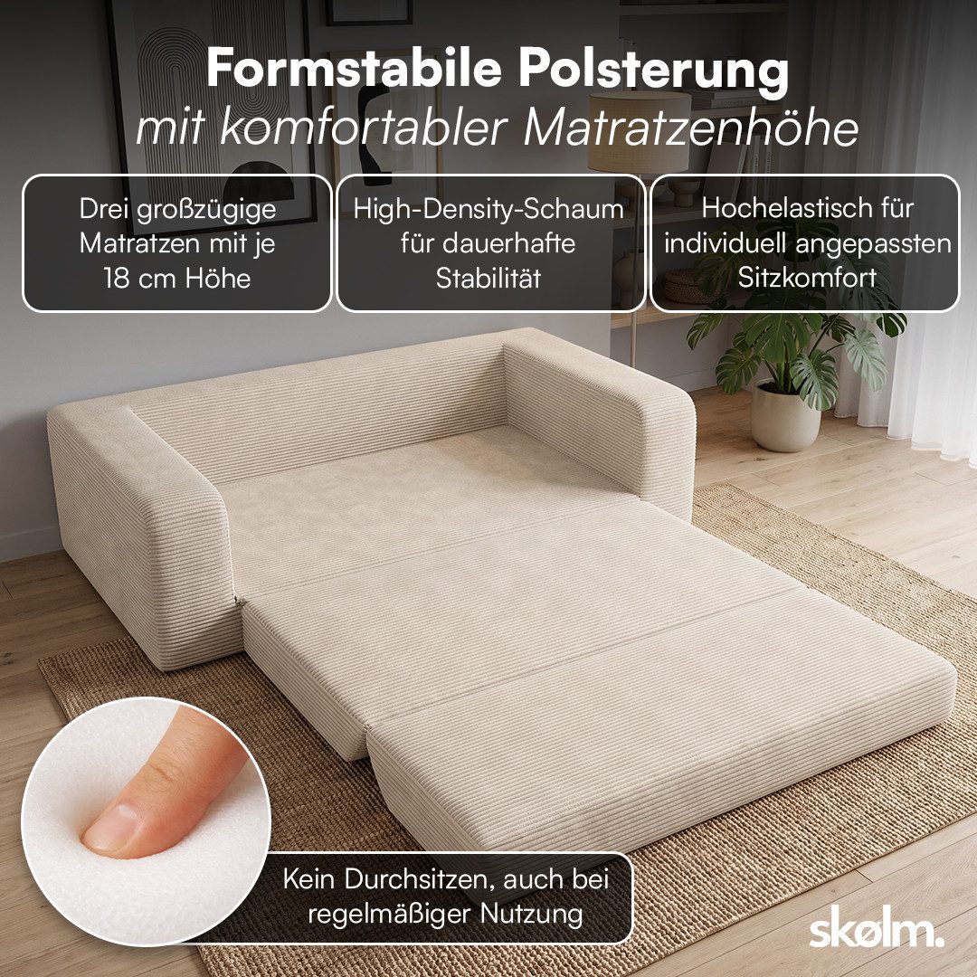 Detail des beigen Cordbezugs aus Polyester