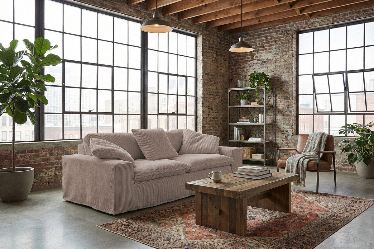 NETTA Sofa im Wohnzimmer mit Zierkissen