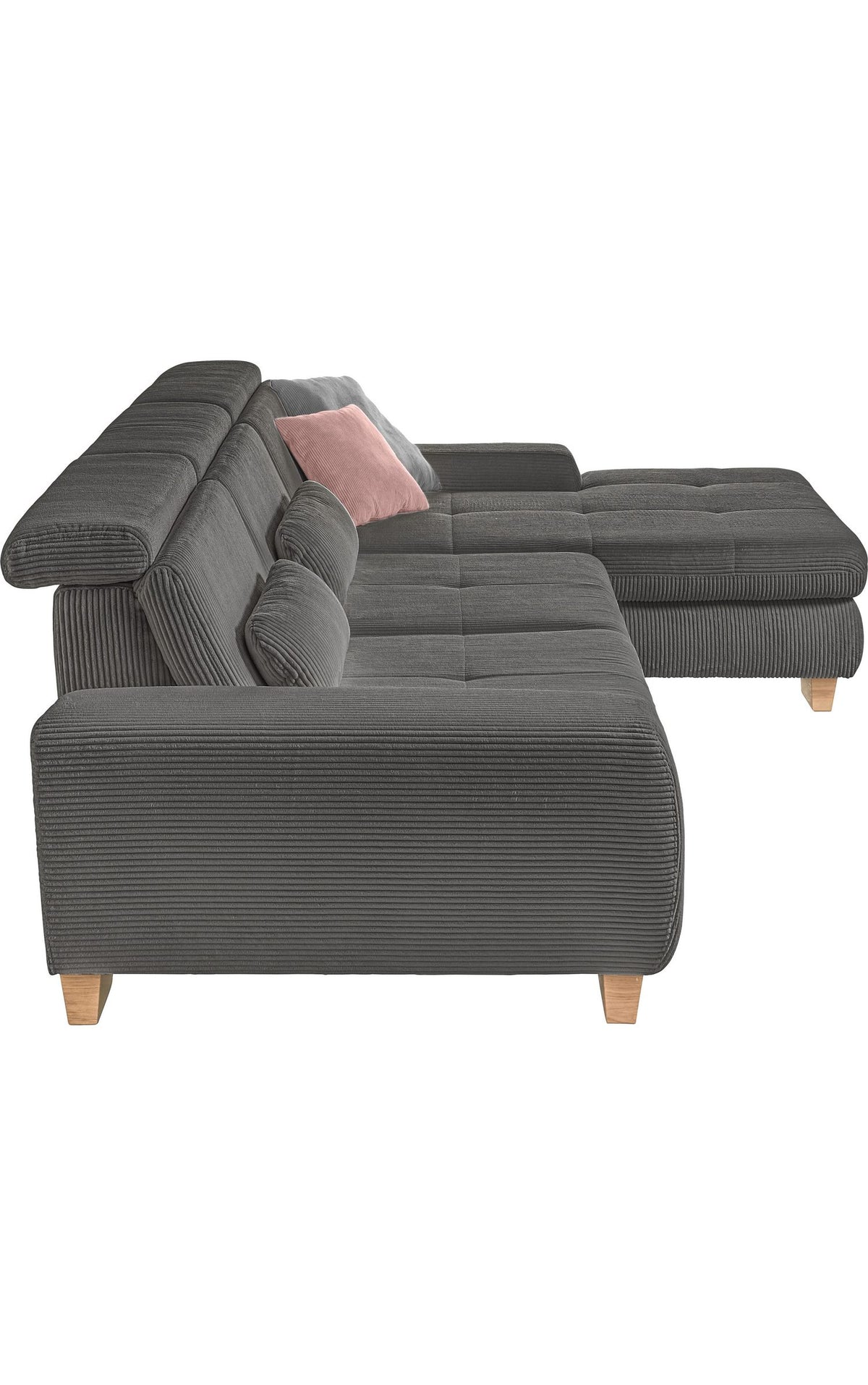 Cord Ecksofa SO 3400 seitliche Ansicht mit Ottomane