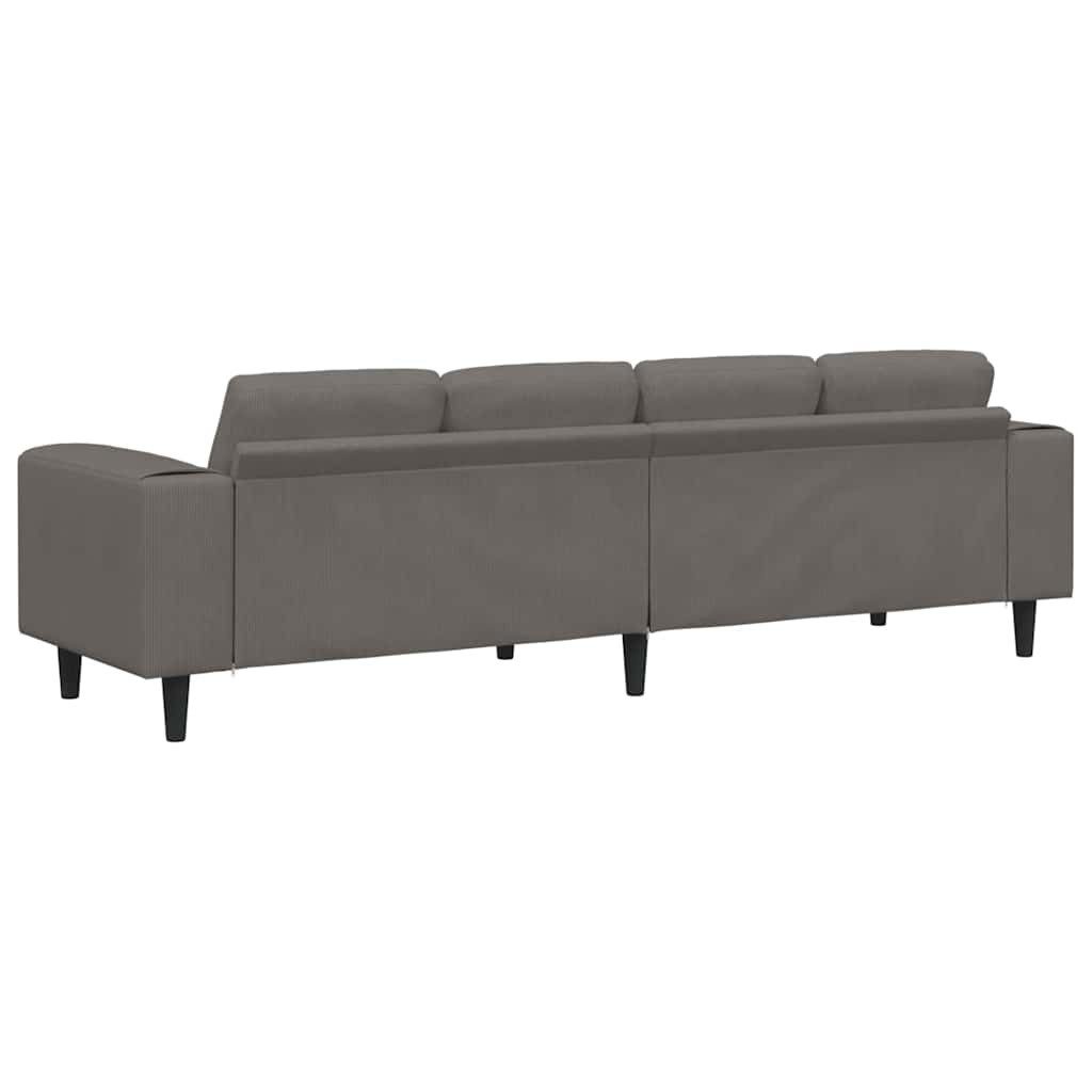 Cord Sofa Hellgrau mit Rückenkissen