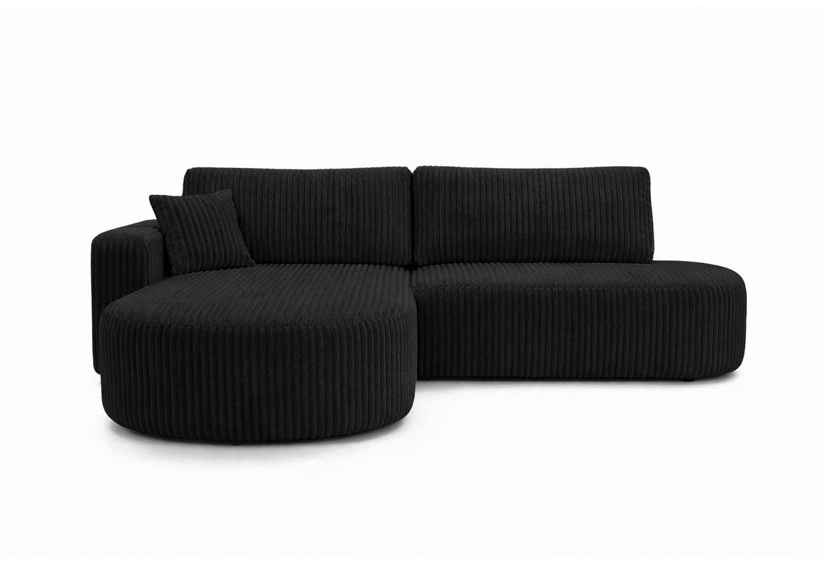 Cord Ecksofa ROUND ONE OPEN XL in Schwarz von vorne