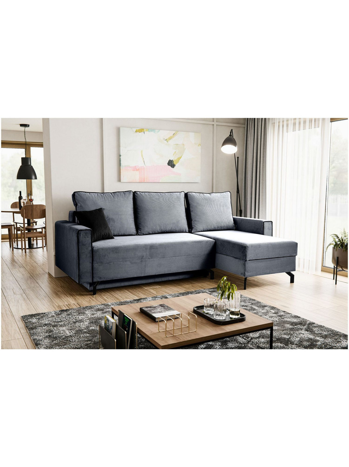 Cord Ecksofa MARTI mit ausgeklappter Liegefläche