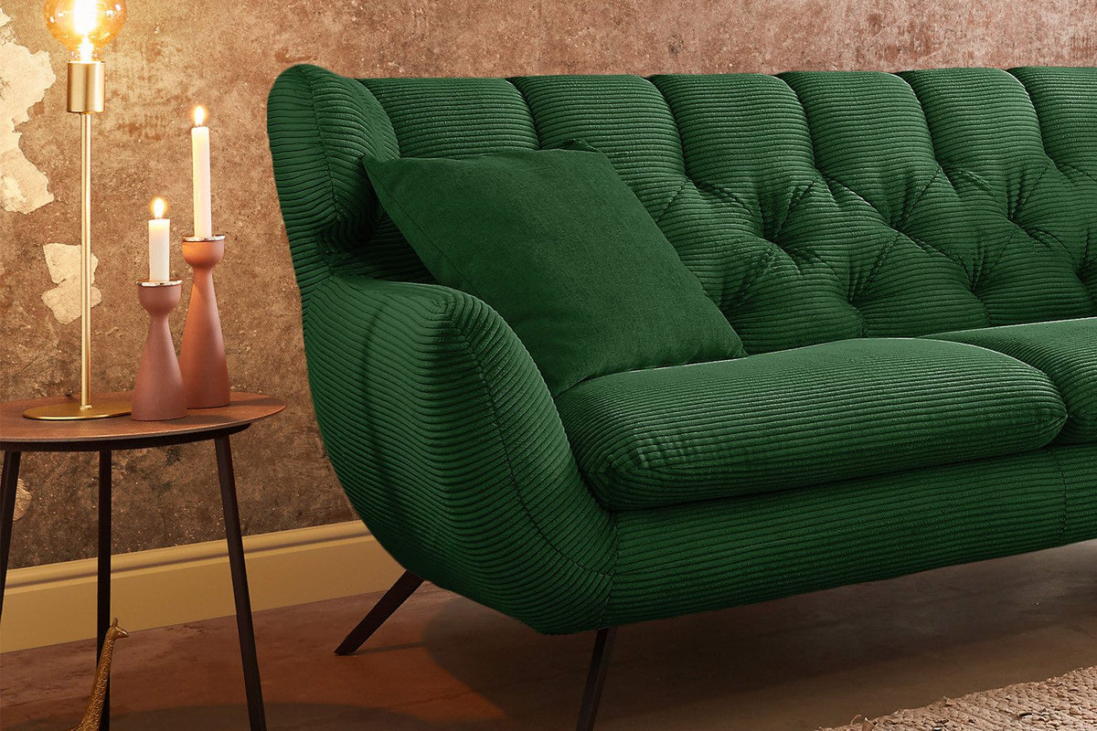Cord Sofa CHARME mit ausgestellten Metallfuessen