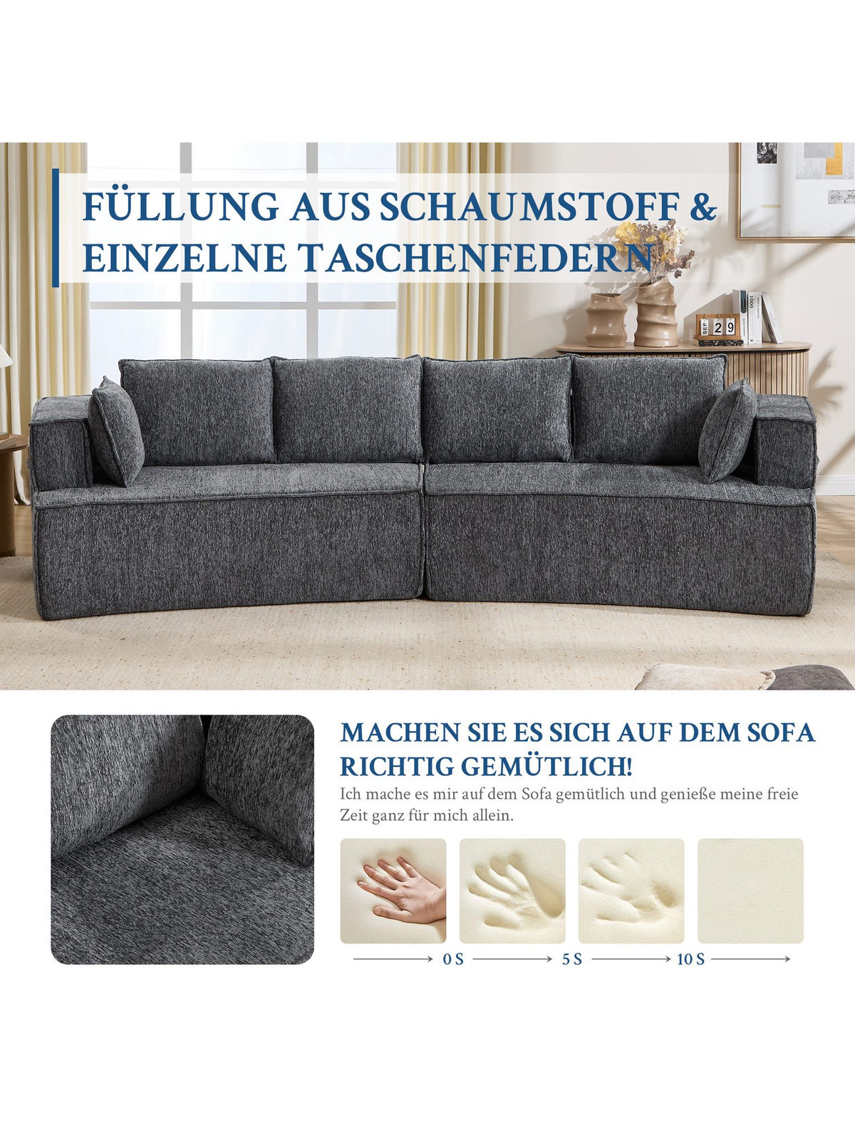 Cord Ecksofa CLOUD Detailansicht des Cordbezugs