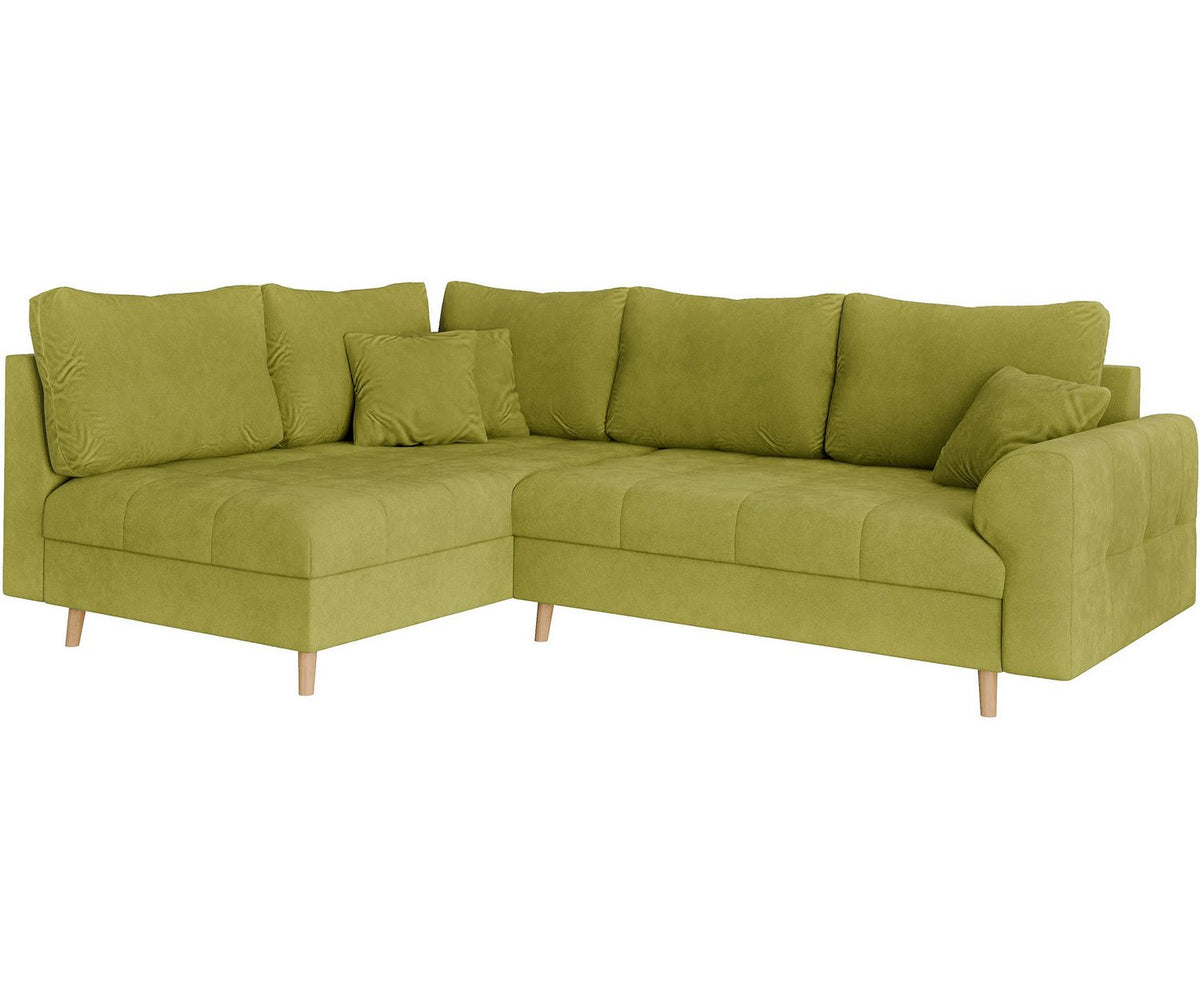 Cord Ecksofa CHARRE in Grün von vorn