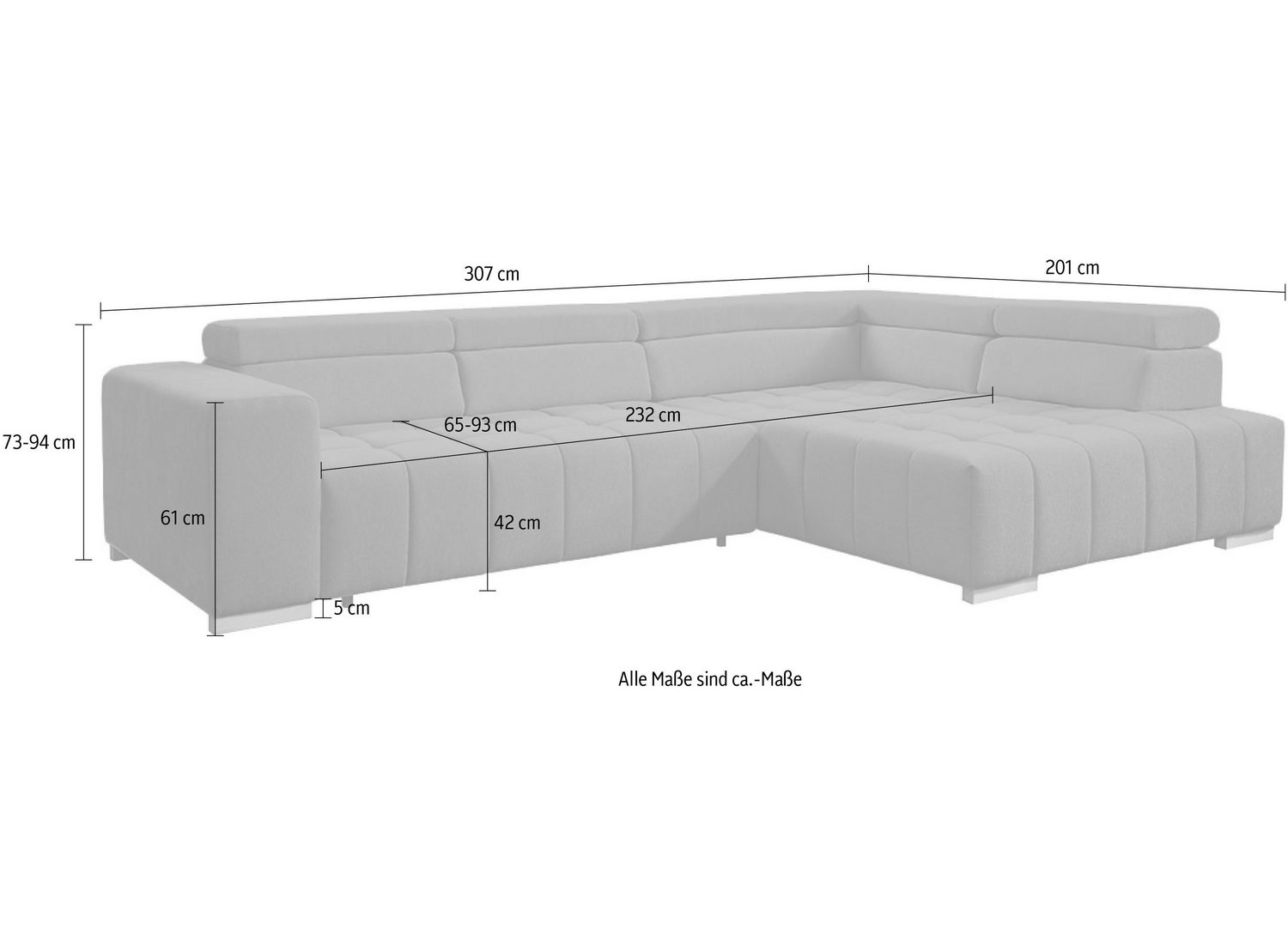Cord Ecksofa ELIANOS Ottomane rechts im Detail