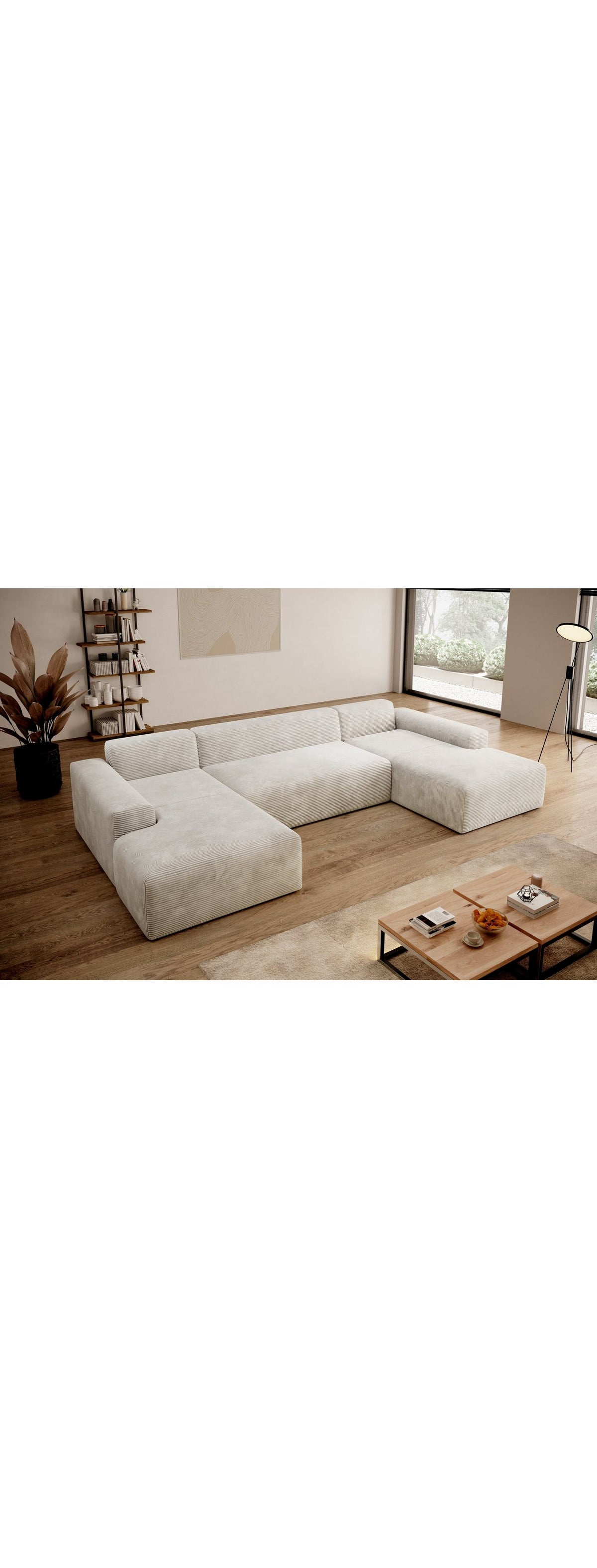 Cord Wohnlandschaft EMPIRE in Beige von vorne