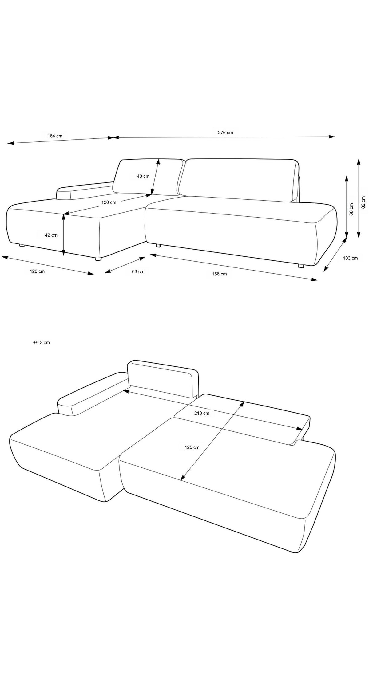 Cord Ecksofa TORGE mit losen Rueckenkissen im Wohnzimmer