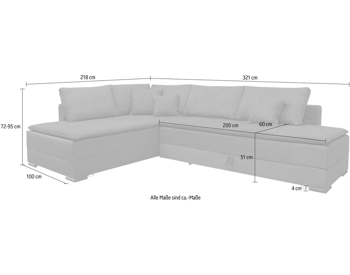 Beiges Cord Ecksofa NIGHT & DAY Ansicht 4