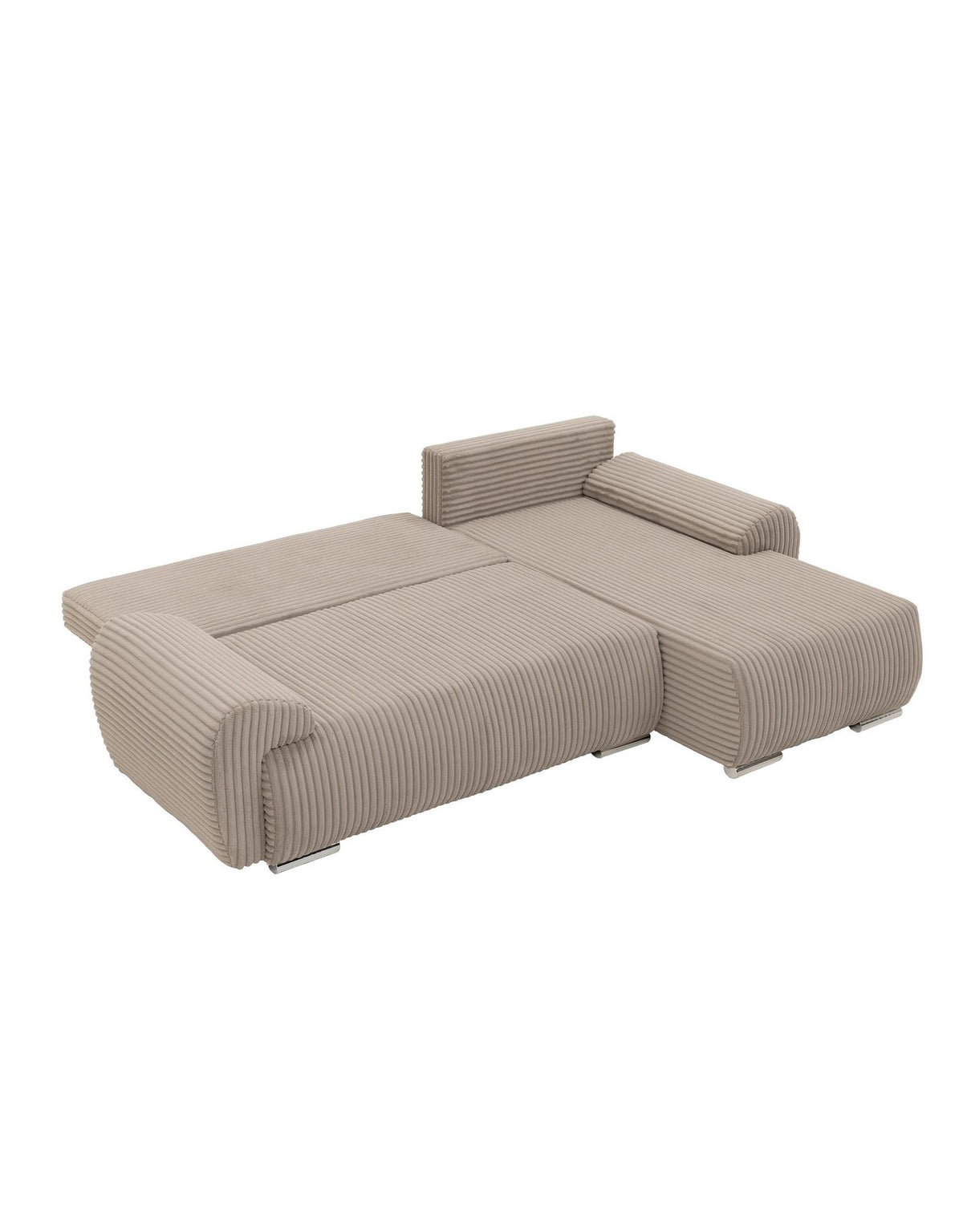 Ausgezogene Schlaffläche des Cord Ecksofas
