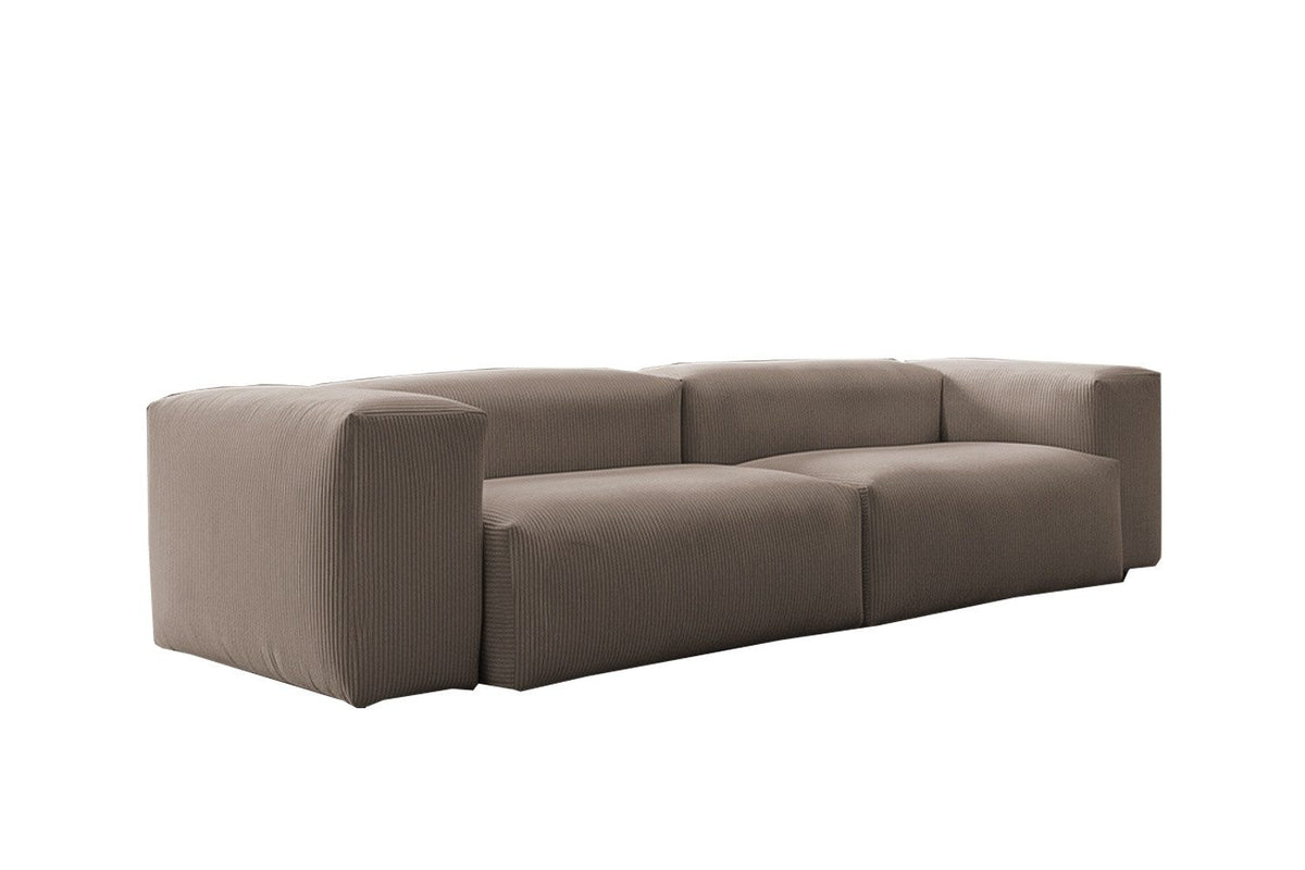 Cord Sofa CELESTE in Taupe seitlich fotografiert