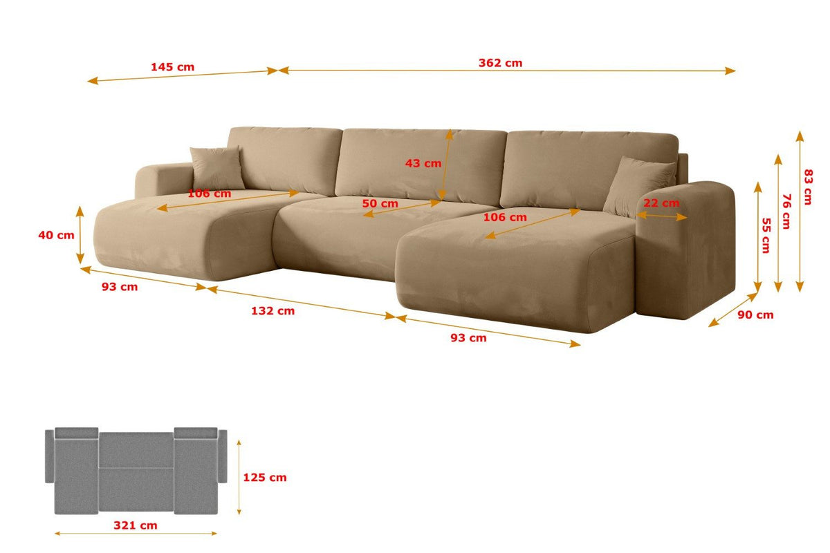 Cord Wohnlandschaft ORRO-U in Beige im Wohnraum