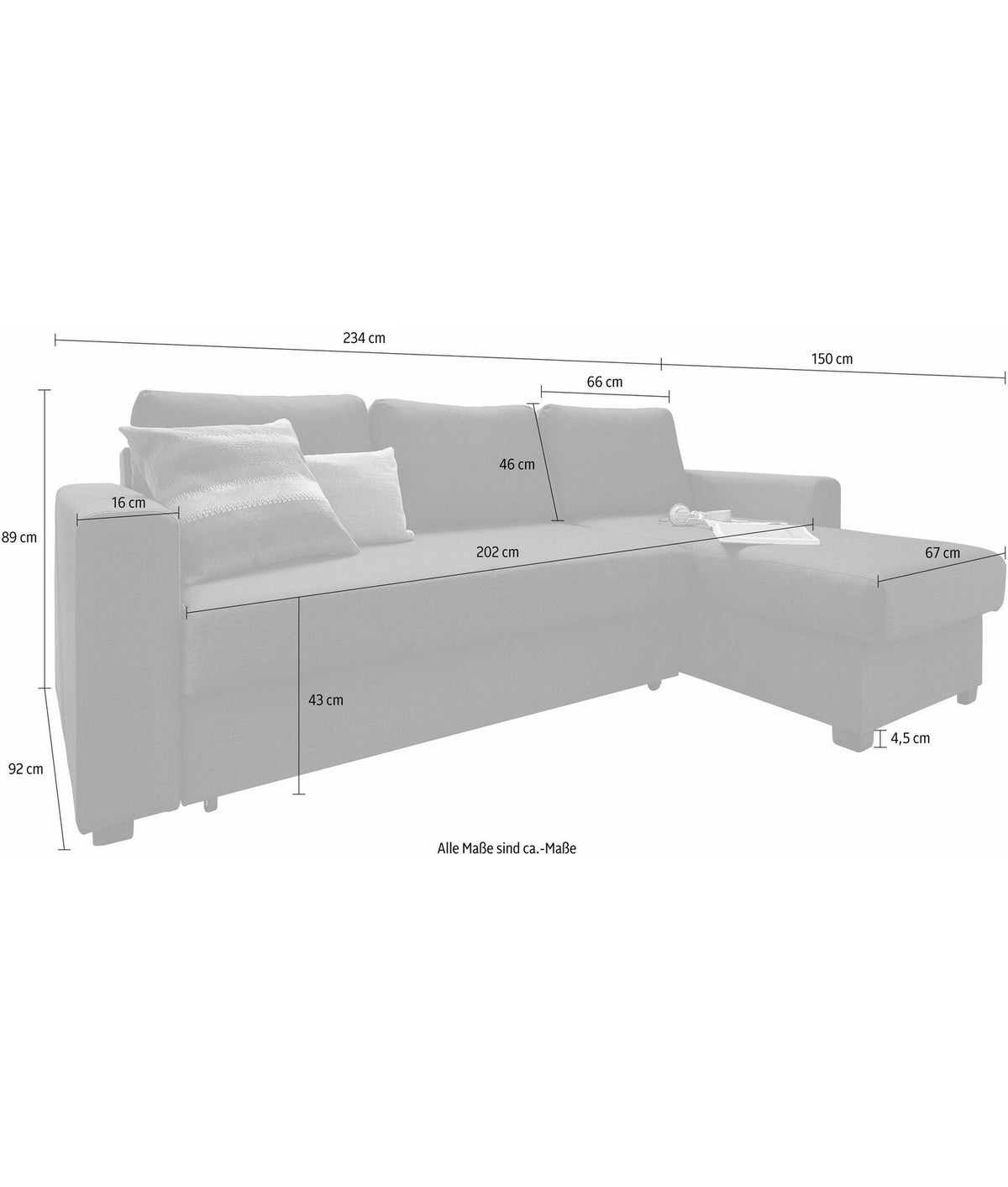 Cord Ecksofa DUBLIN in Dunkelgrau Ansicht 4