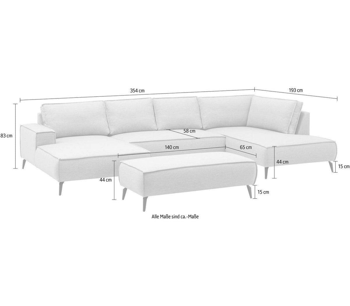 Wohnlandschaft TVINNU im Wohnzimmer aufgestellt