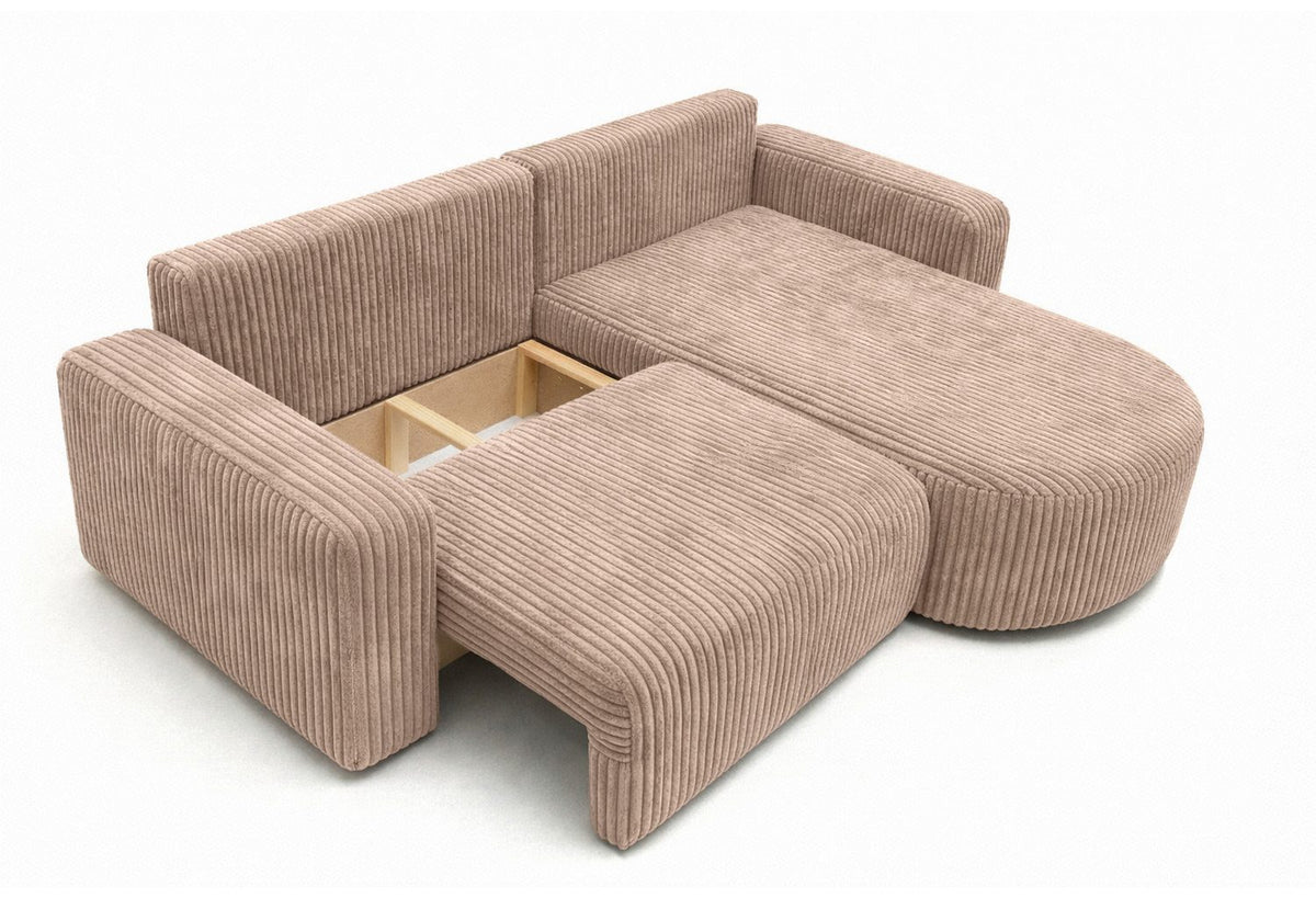 Cord Ecksofa ROUND ONE in Braun Seitenansicht