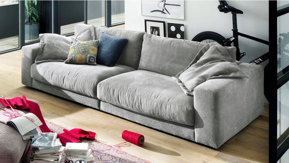 Big Sofa Cord SEVENTIES in Grau mit XL Sitzfläche