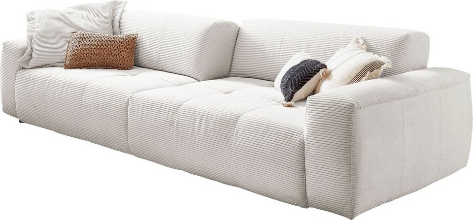 Cord Big Sofa YOSHY in Weiß mit zwei Sitztiefen