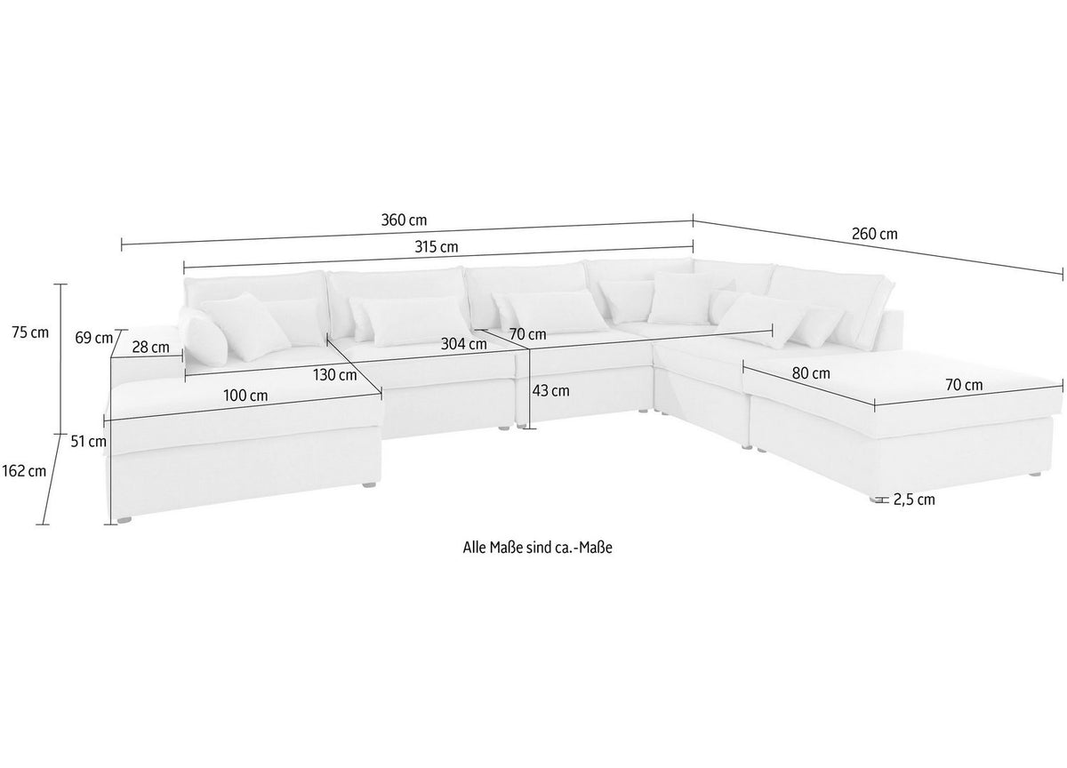 Cord Wohnlandschaft FLORID seitliche Ansicht der U-Form
