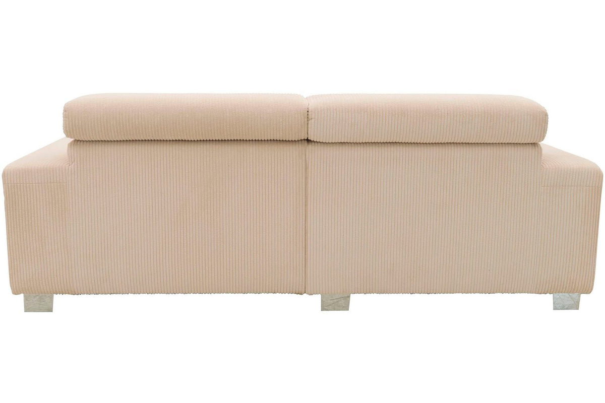 Cord Ecksofa 100030 Creme mit hochgestelltem Kopfteil