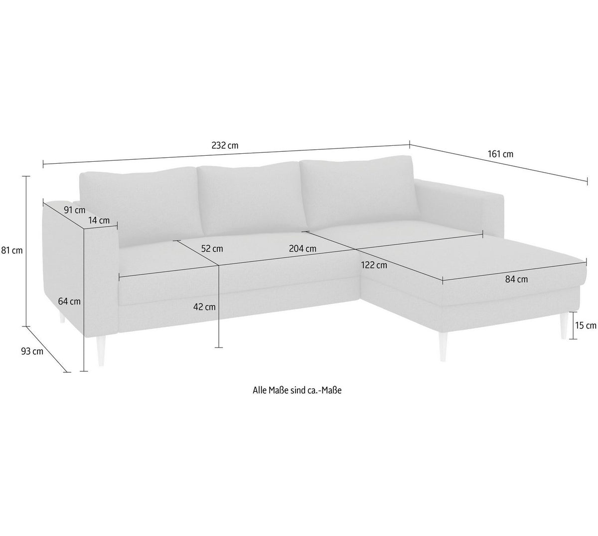 Cord Ecksofa AMAZING als Liegefläche ausgezogen