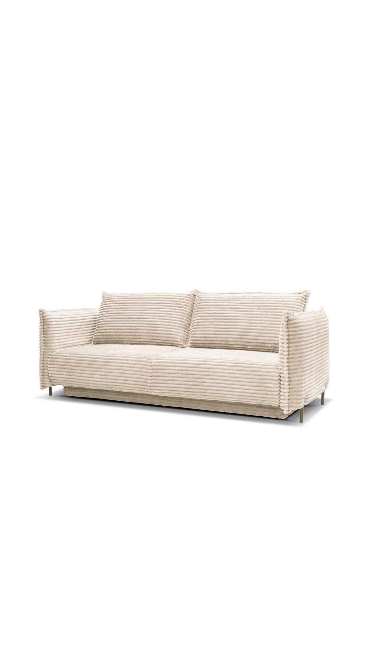 Cord Schlafsofa AMALFI in Ivory seitliche Ansicht mit Armlehnen