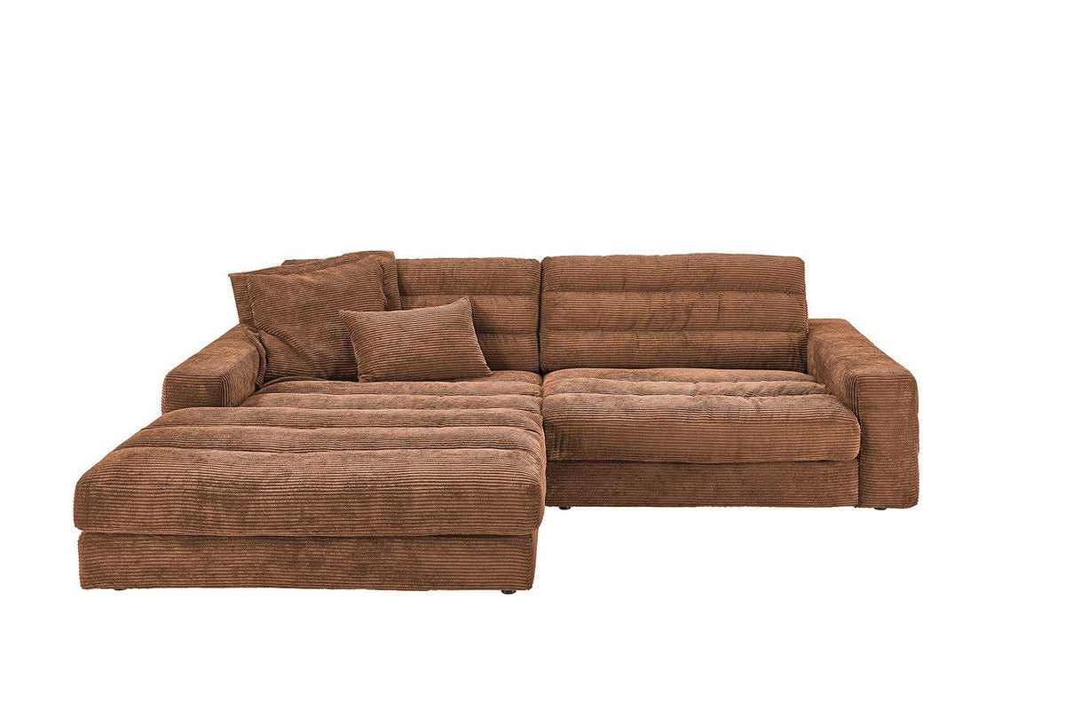 Cord Ecksofa LANA in Rost von vorne