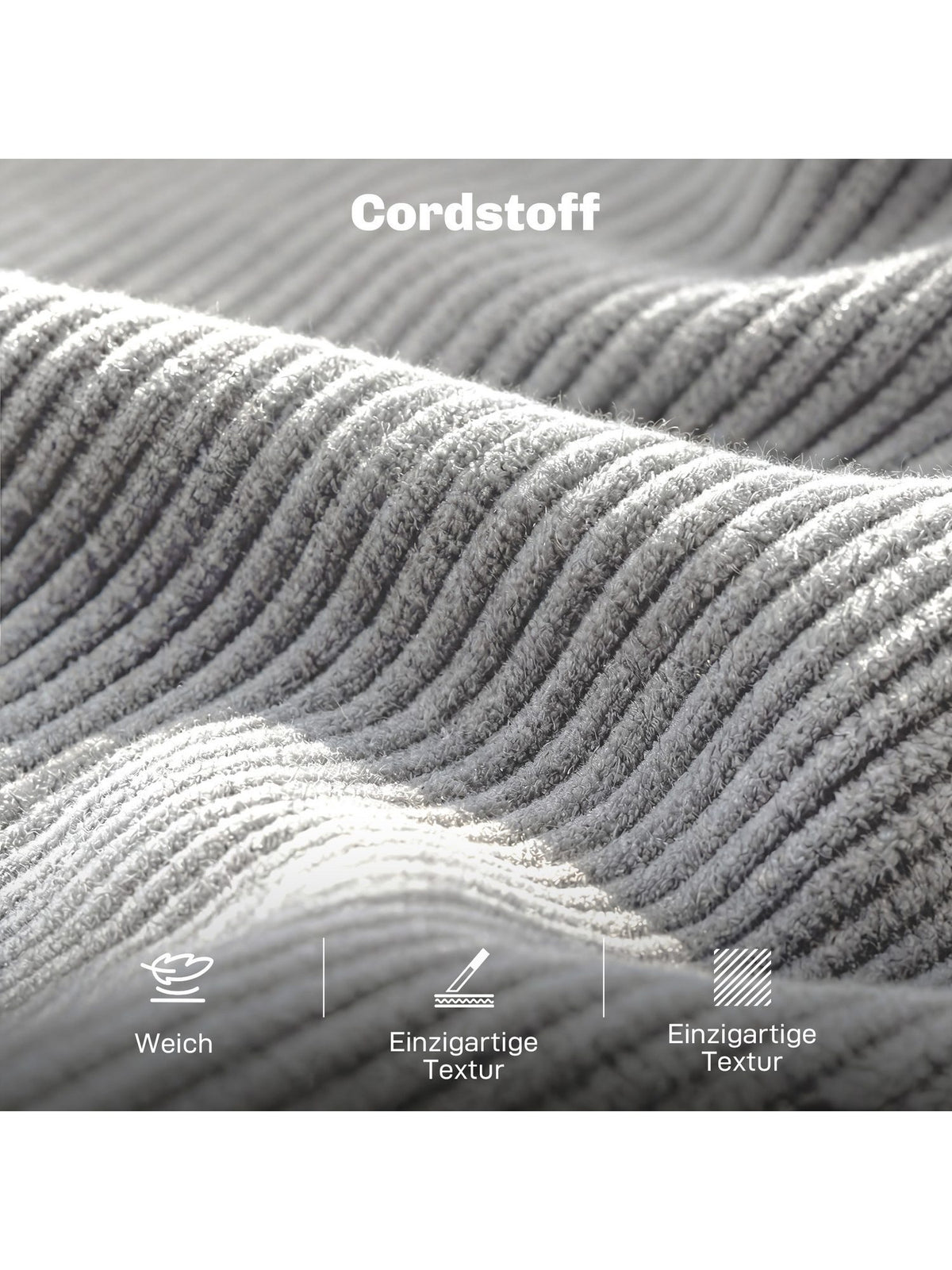Hellgrauer Cordstoff des Sofas HOMCOM im Detail